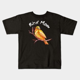 Canary Bird Mom - White Text Kids T-Shirt